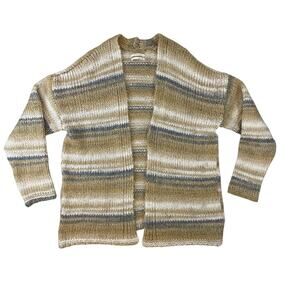 Anthropologie Striped Open Knit Cardigan Sweater Beige Gray Women’s Small